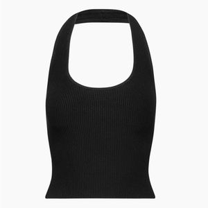 Babaton Sculpt Knit Backless Halter Top Black - Aritzia Size Small